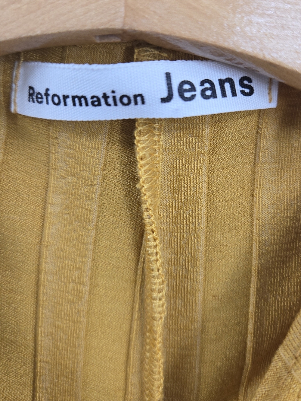 Reformation Lynn Midi Dress Sleeveless Mustard Ribbed Side Slit - Picture 3 of 12